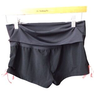 Roxy Black Fold Over Athletic Shorts with Pink Accents